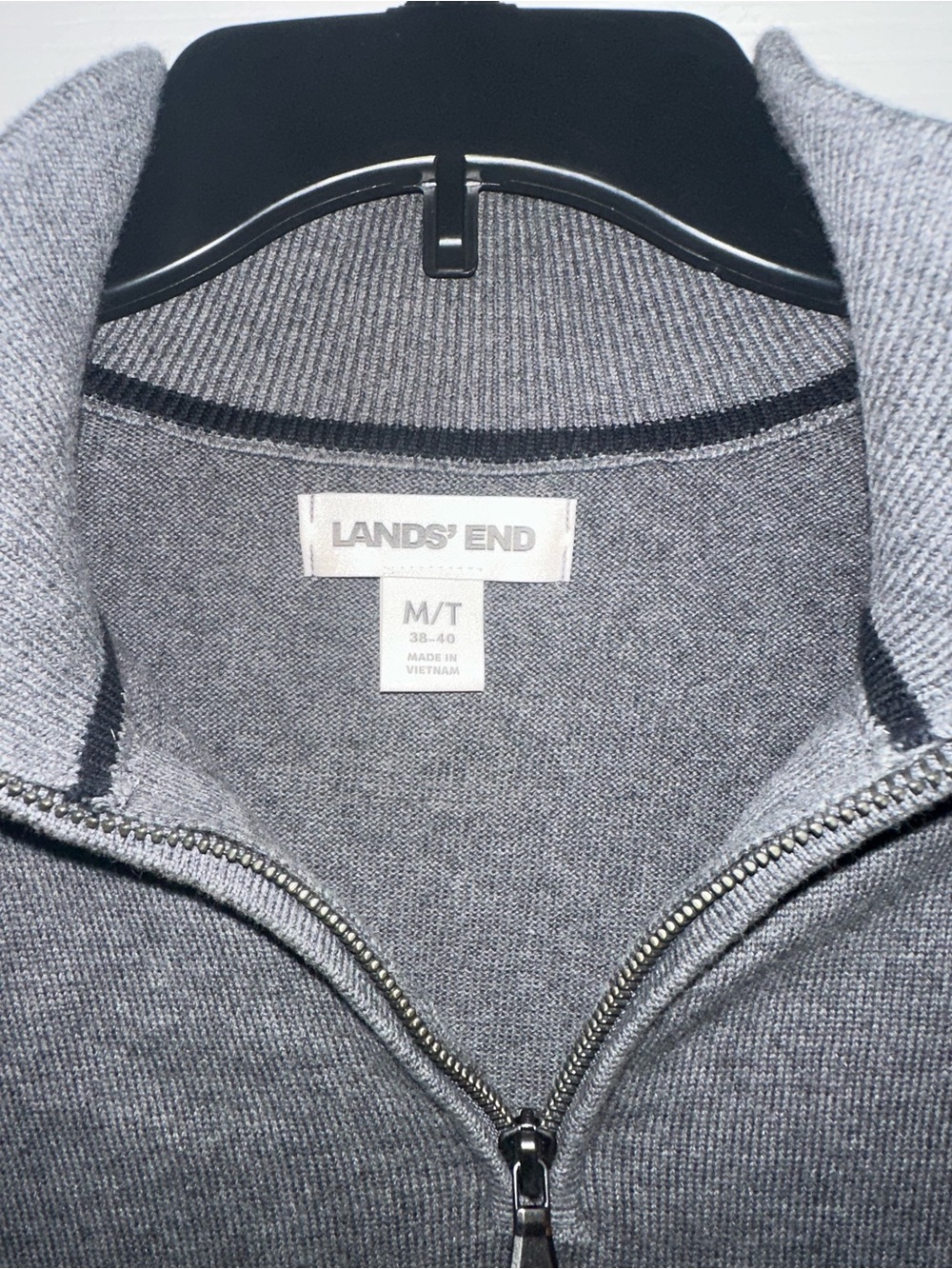 Lands' End Men's Heather Gray Zip-Up Sweater